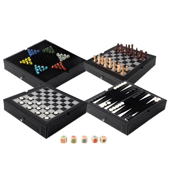 Set combinado de juegos de mesa GSE Games & Sports Expert de piel de 12,5 pulgadas