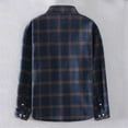 thumbnail image 5 of TFEOQRY Men's Casual Shirt Jacket Pure Plaid Shirt Outwear with Pockets Long Sleeved Lapel Overcoat Navy, 5 of 5