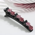 thumbnail image 2 of 4 Pcs Sparkling Crystal Stone Braided Hair Clips, Satin Fabric Hair Bands, Four-Leaf Clover Rhinestone raided Hair Clip Duckbill Hair Clips for Women/Girls (Double Flower-4 pcs), 2 of 5
