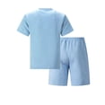 thumbnail image 5 of Domuza Mens Casual 2 Piece Outfits-Short Sleeve Athletic Set Oversize T-Shirts Drawstring Tracksuit Set Sky Blue 2XL, 5 of 5