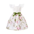 thumbnail image 5 of Toddler Girls Summer Double layered Tutu Dress Tulle Dresses Fluffy Sundress with Sequined Mesh & Bowknot Belt Party Princess Outfit for 5-6 Years Kids, White Floral, 5 of 13