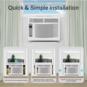 6000 BTU Window Air Conditioner, Cools Rooms Up to 250 Sq. Ft., Energy Saving Window AC Unit with Remote Control, LED Display, Sleep Mode, 3 Cooling Speeds, Washable Filter, Easy Installation Kit Inc