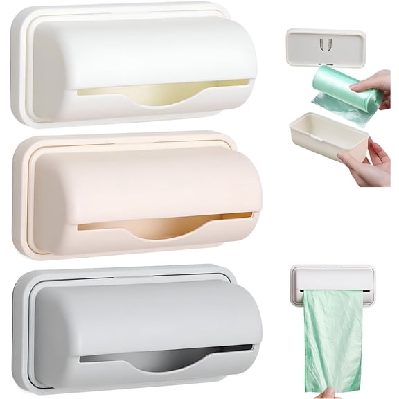 ACDANC Trash Bags Dispenser, Small Bin Liner Dispenser Trash Can Liner Dispenser, Punch-free Trash Bags Holder Wall Mounted Garbage Bag Dispenser for Kitchen, Bathroom (3 Color)