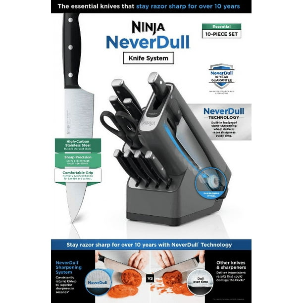 Ninja Foodi NeverDull Essential Knife Set, 10-Piece with Sharpener