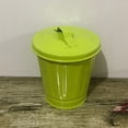thumbnail image 3 of Small Desktop Can With Lid Yellow Reusable Waste For Kitchen Garbage Craft Stationery Compact Metal Lidded Portable Decorative Study Bedroom Bathroom Classroom, 3 of 3