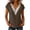Brown, variant on LckLvx Women's Cotton Linen Shirts Lace Trim V Neck Short Sleeve Trendy Summer Going Out Tops