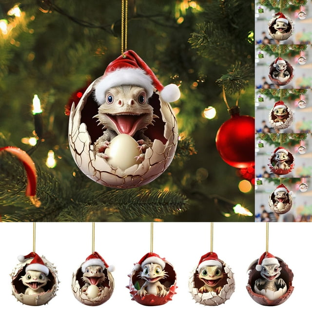 Xihbxyly Colgante de Dinosaurio Acrílico, Adorno con Forma Personalizada, Diseño de Dinosaurio Bebé, Decoración Versátil para El Hogar y El Coche, Regalo Navideño Único, Recuerdo Navideño Personaliza
