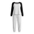 thumbnail image 6 of Pajama Sets Hzzrkos Women's Plus-Size Color-Block Long-Sleeve Pants Casual Loungewear/Pajama Set White XXXL, 6 of 7