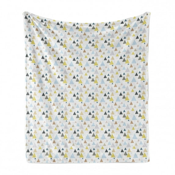 Geometric Soft Flannel Fleece Throw Blanket, Pastel Colored Repeating Big and Small Triangles Pattern in Scandinavian Style, Cozy Plush for Indoor and Outdoor Use, 70" x 90", Multicolor, by Ambesonne