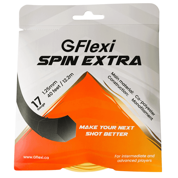 GFlexi Extra Spin Hexagon Tennis String – Enhanced Spin, Control & Comfort - 17 Gauge- Yellow