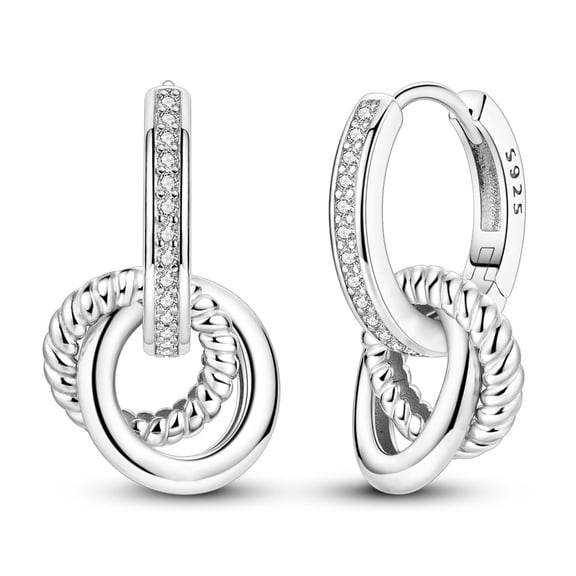 MULA Original 925 Sterling Silver Hoop Earrings Triple-Interlocked Ear Cuff AAA CZ for Women Jewelry Gift