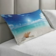 thumbnail image 2 of Seashells Quilted Pillowcover, Seashells and Pearls on Sandy Beach Tropical Ocean Dreamiest Coastal, Standard King Size Accent Pillow Cover for Bedroom, 36" x 20", Turquoise and Cream, by Ambesonne, 2 of 2