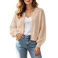 thumbnail image 2 of COMVALUE Women's Long Sleeve Open Front Knit Cropped Cardigan Sweaters Casual Drop Shoulder Short Shrugs Sweater Coats (Beige, L), 2 of 5