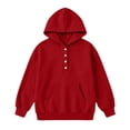 thumbnail image 6 of RYRJJ Girls Boys Snap Button Hooded Sweatshirt Long Sleeve Kangaroo Pocket Oversized Hoodies Loose Kids Casual Pullover Tops, 6 of 6