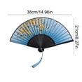 thumbnail image 2 of Lilixerw Chinese Classical Silk Folding Fan with Tassel Pattern,Handmade Antique Style Bamboo Ribbon Portable Fan for Wedding Party Performance,8.26x14.96x0.78 Inch, 2 of 6