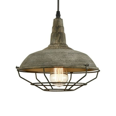 Claxy Distressed Cyan Pendant Light with Barn Shade Metal Cage