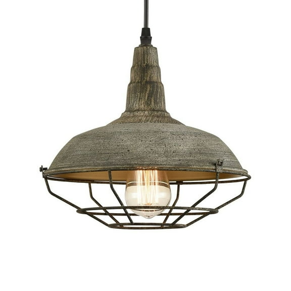 Claxy Distressed Cyan Pendant Light with Barn Shade Metal Cage