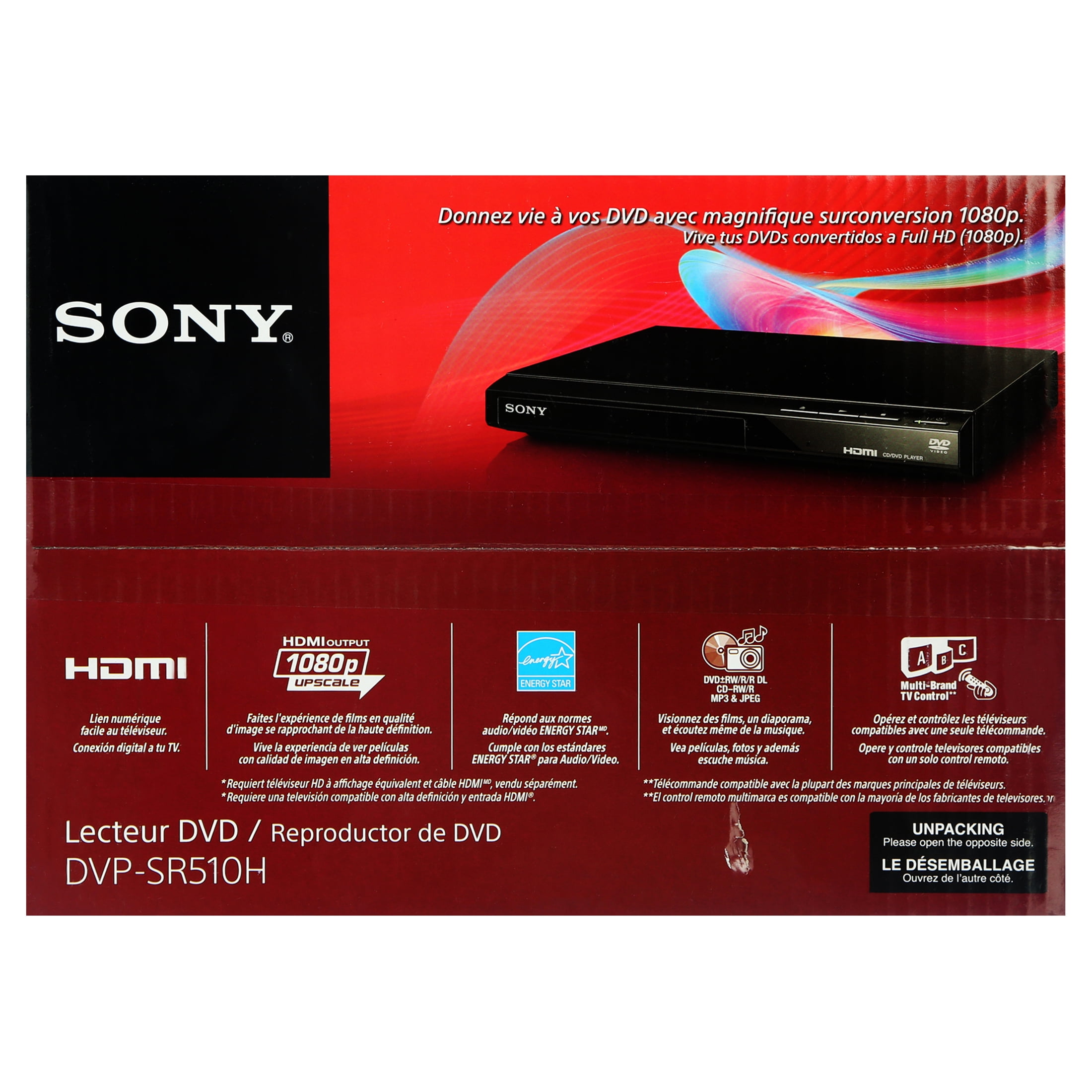 Sony 1080p Upscaling Player HDMI DVD DVP-SR510H 