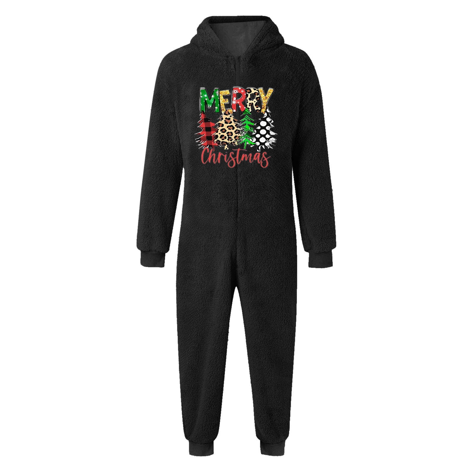 Gelikeya Boys Girls Christmas Onesies Pajamas Fuzzy Jumpsuit Kids Toddler Long Sleeve Jumpsuit Thermal Winter Outfits (Playwear & Black & 1-2 Years)