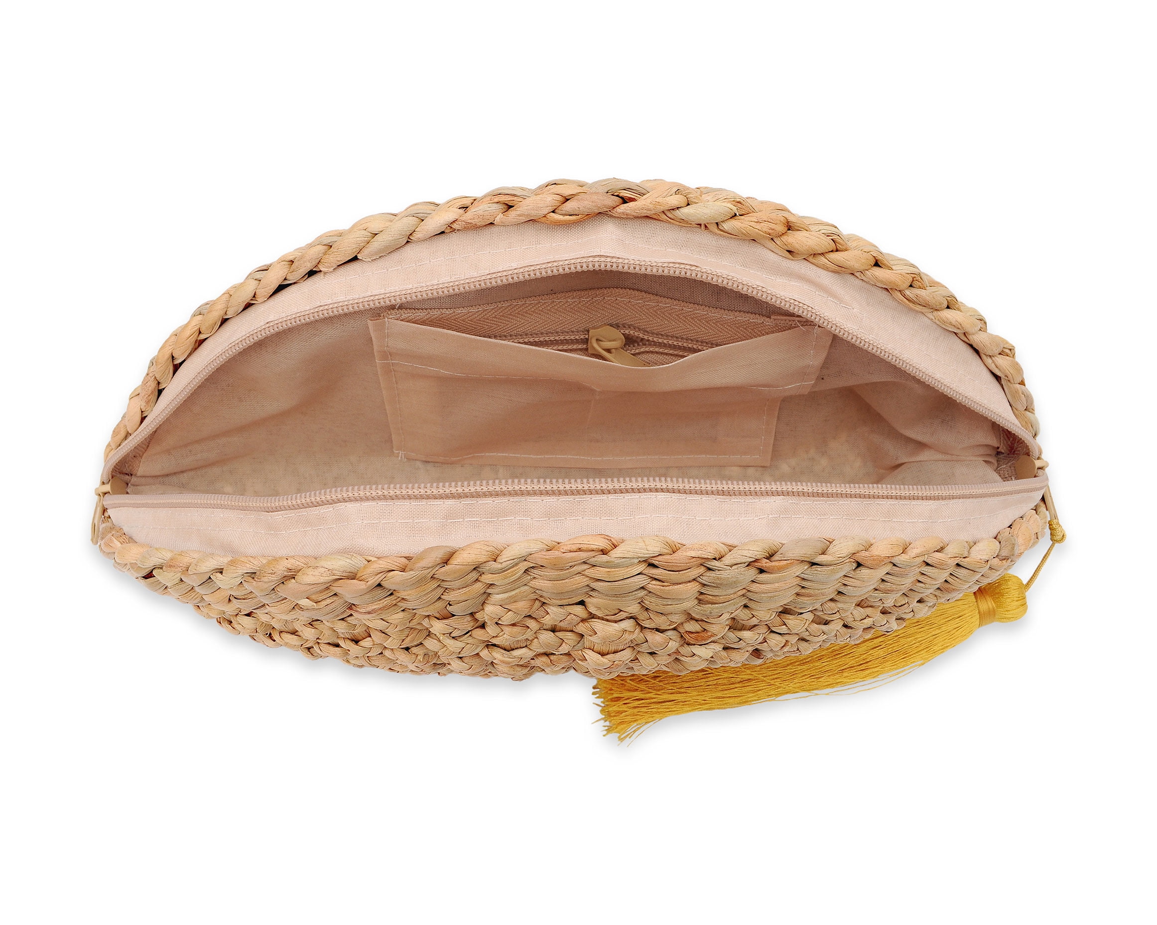 Vintage Handmade Knit Bamboo Rattan Straw Clutch Bag Handbag