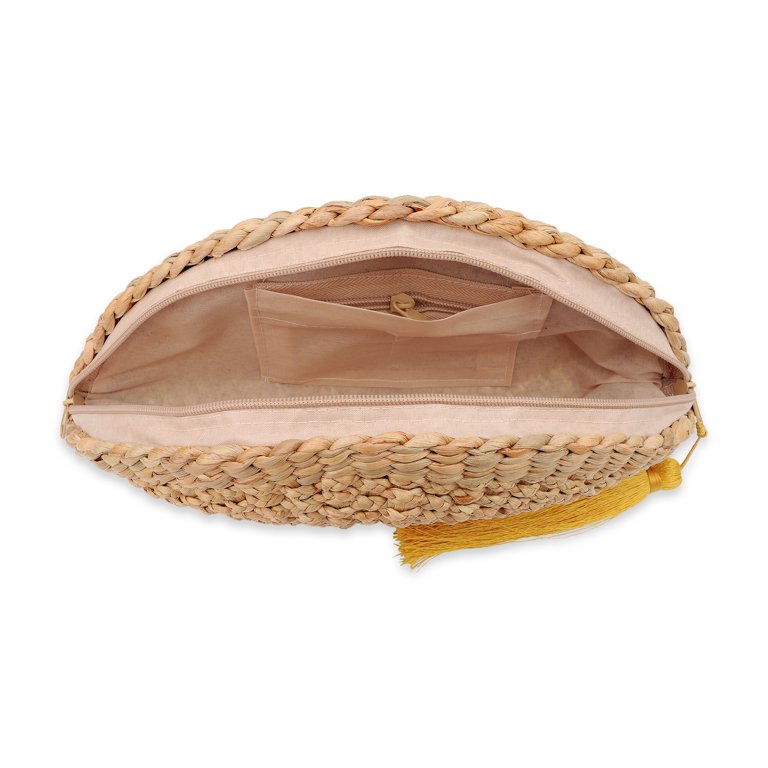 Vintage Handmade Knit Bamboo Rattan Straw Clutch Bag / Handbag 