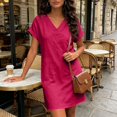 thumbnail image 7 of Womens Elegant Double Pocket Dress V Neck Mini Fashionable Casual Dress, S, 7 of 7