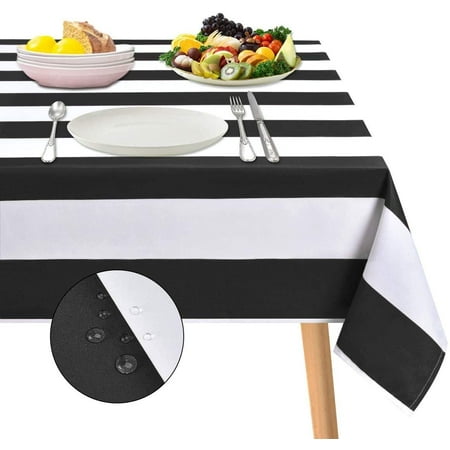 

Sevenstars Black and White Striped Tablecloth Waterproof Polyester Table Cloth Rectangular Table Cover for Kitchen Dining Room 60 x 120