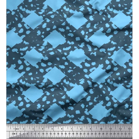 Soimoi Cotton Duck Fabric Check & Animal Skin Printed Fabric 1 Yard 56 Inch Wide