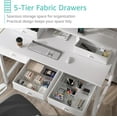 thumbnail image 5 of White Computer Desk with Fabric Drawers for Home Office, 40 inch Vanity Makeup Desk with Drawers Storage for Bedroom, Writing Study Table with Power Outlet & Monitor Stand, White, 5 of 7