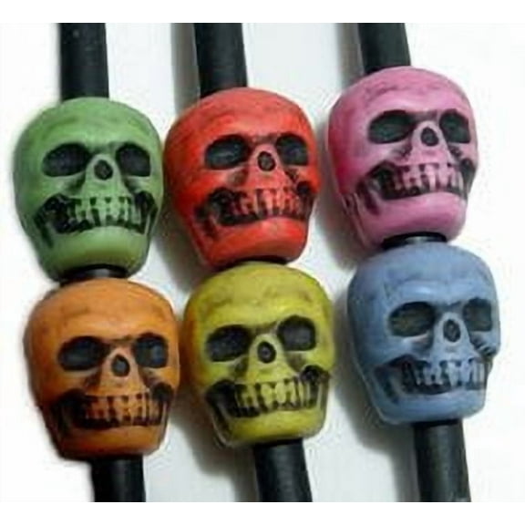 Jolly Store Crafts Skull Beads Antiqued Multi Colors made in the USA