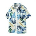 thumbnail image 3 of Stamzod Mens Vacation Outfits 2 Piece Summer Plam Printed Short Sleeve Hawaiian Shirts and Shorts Casual Loose Oversized Beach Short Sets for Men Light Blue XXXL, 3 of 8