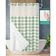 thumbnail image 2 of No Hook Shower Curtain with Snap in Liner, Geometric Simple Green Plaid Hotel Shower Curtains for Bathroom, Washable Shower Curtain Liner Set with Mesh Top Window, 54"x78", 2 of 6
