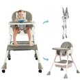 thumbnail image 5 of Liyufly 4-in-1 Baby High Chair Portable Baby Dining Chairs Eat & Play Convertible High Chair with Five-point Snap Button, Double-layer Dinner Plate and Toy Rack, Gray, 5 of 10