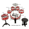 thumbnail image 3 of Hey Play 10-Piece Full Toy Drum Set for Kids, Red, 3 of 8