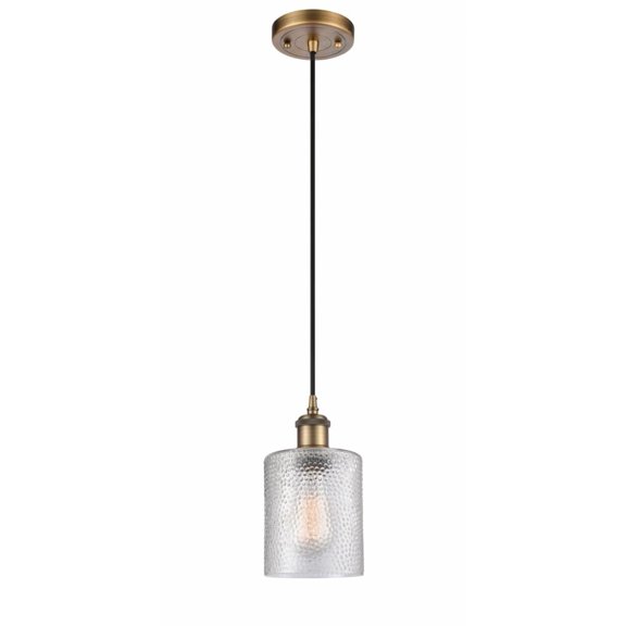 516-1P-BB-G112-LED-Innovations Lighting-Cobbleskill-3.5W 1 LED Mini Pendant in Art Nouveau Style-5 Inches Wide by 8 Inches High   Brushed Brass Finish
