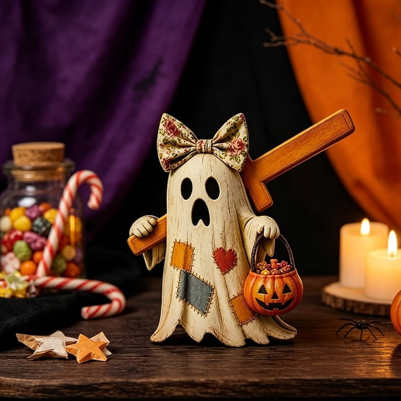 WDOBM Halloween Decorations, Wooden Ghost Tissue Holder Rustic Halloween Kitchen Bathroom, Halloween Home Decor, Halloween Ghost, Halloween Tabletop Decor for Holiday Gifts