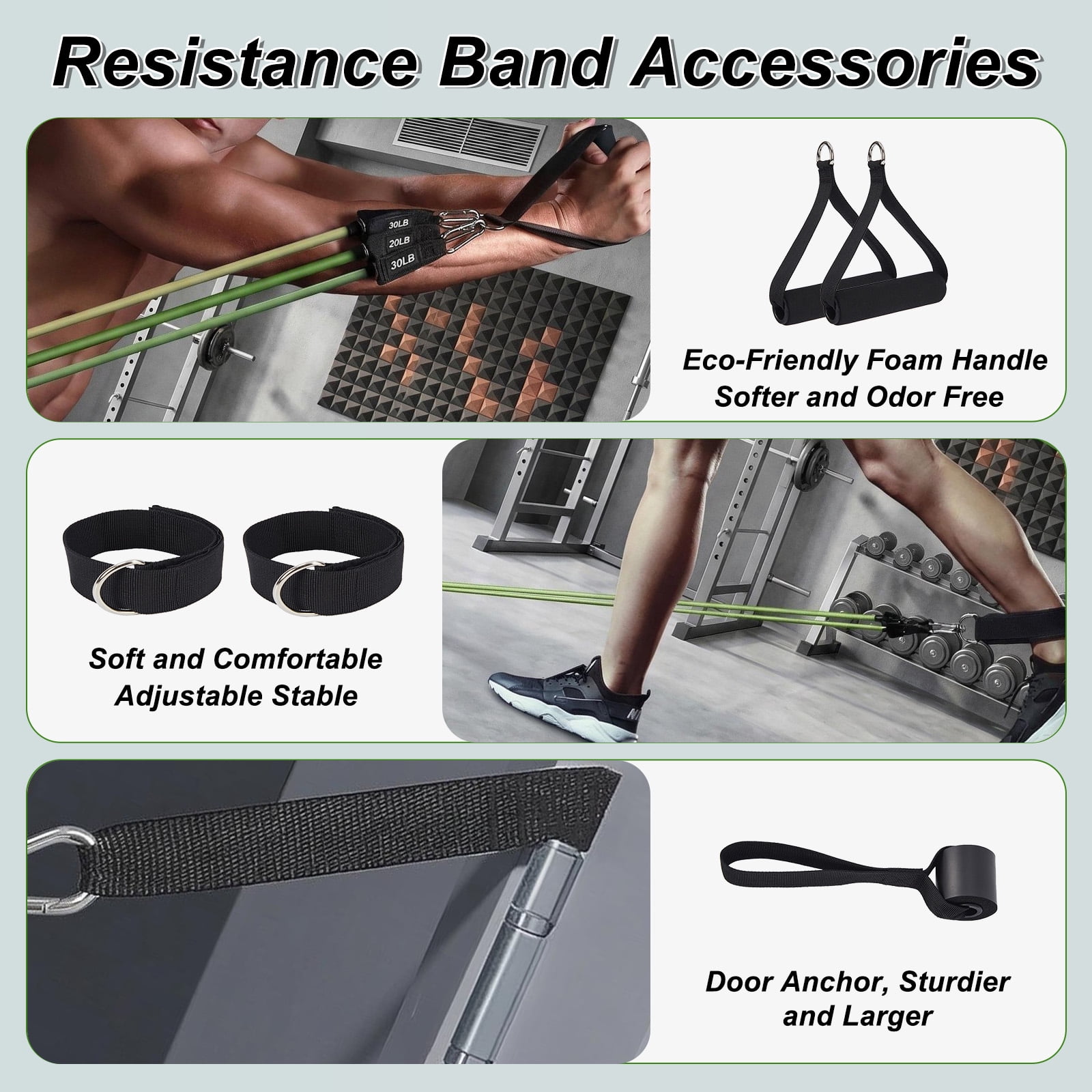 Gaderth 5 Pcs Exercise Resistance Bands with Handles Physical Resistance Tube Workout Bands, Adjustable Resistance Bands, TPE Material for Muscle Toning Strength Training
