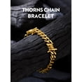 thumbnail image 5 of Bandmax 9MM Thorns Cuban Link Chain Bracelet for Men Dad Son Father's Day Graduation Gift Stainless Steel 14K Gold Plated Curb Chain Bracelet for Women Punk Jewelry, 5 of 9