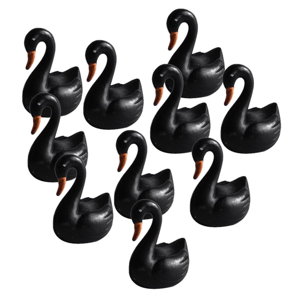 Juego de 10 mini cisnes de resina para decoración de jardín de hadas.