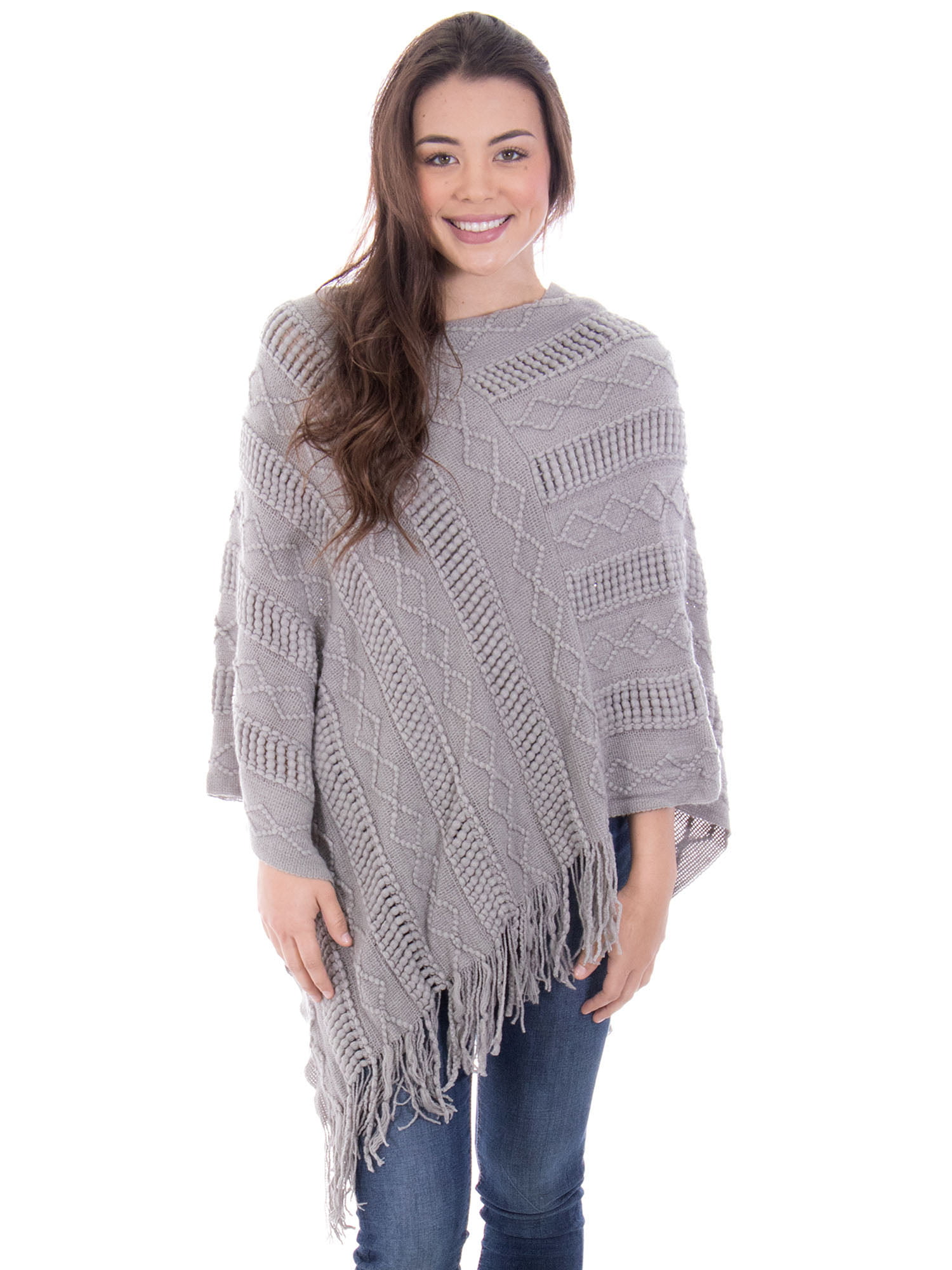 Simplicity Women's Batwing Knitted Tassel Pullover Sweater Poncho Shawl ...