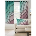 thumbnail image 2 of Green Ombre Blackout Curtains 39 Inches Long for Bedroom, Modern Geometric Abstract Dark Red Cream Thermal Insulated Room Darkening Black Out Window Curtain Panels Grommet Drapes for Living Room, 2 of 8