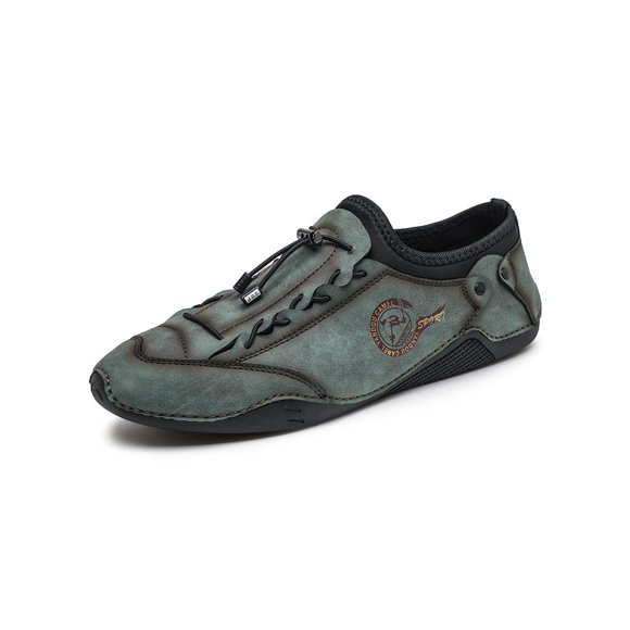 Mens Casual Leather Loafers Lightweight Soft Comfortable Oxfords Non-slip Breathable Walking Driving Shoes Green 8.5 US
