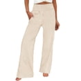 thumbnail image 2 of Antinious Women Stripe High Waist Straight Leg Trousers Gathered Loose Daily Bottom, 2 of 5