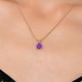 thumbnail image 3 of Gem Stone King 14K Yellow Gold Purple Zirconia Pendant Necklace for Women | 1.50 Cttw | Gemstone Birthstone | Round 6MM | With 18 inch Chain, 3 of 6