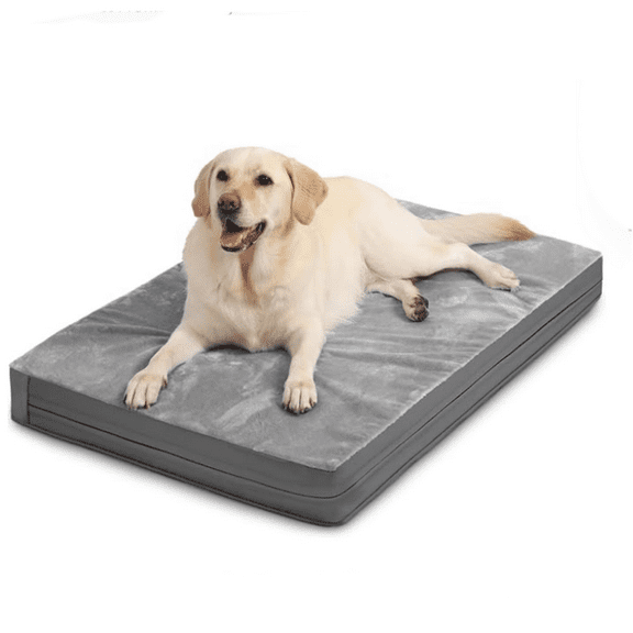 Waterproof XXL Dog Beds Large Sized Dog Outdoor Washable Crate Pad 48 Inch Jumbo XXLarge Orthopedic Foam Pet Bed With Removable Cover Reversible Durable Anti-Slip Kennel Pad 47"X29" Gray