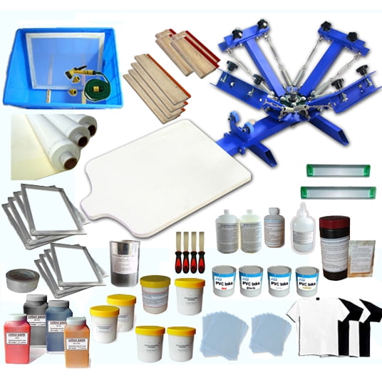 INTBUYING Silk Screen Printing Press Kit 4 Color 1 Station Screen Printing Machine with Press Consumables