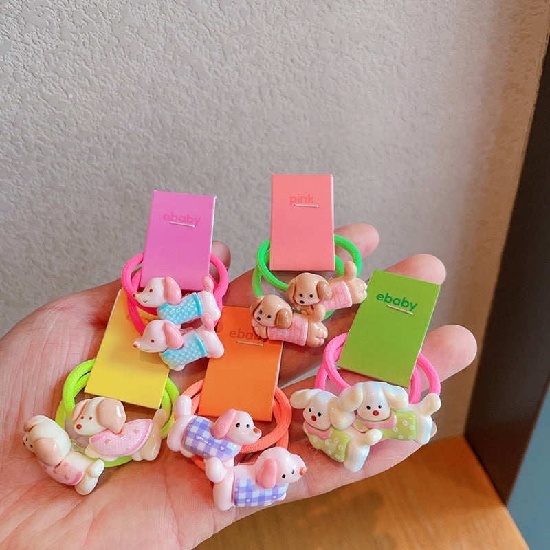 2 PCS Colorful Puppy Elastic Hair Bands for Girls Children's Hair Accessories Baby Headwear Ties