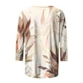 thumbnail image 5 of Pisexur Hauts de Mode Automne pour Femmes Col Rond Manches 3/4 Tunique Imprimé Floral Blouse Décontractée Grande Taille T-Shirts, 5 of 5