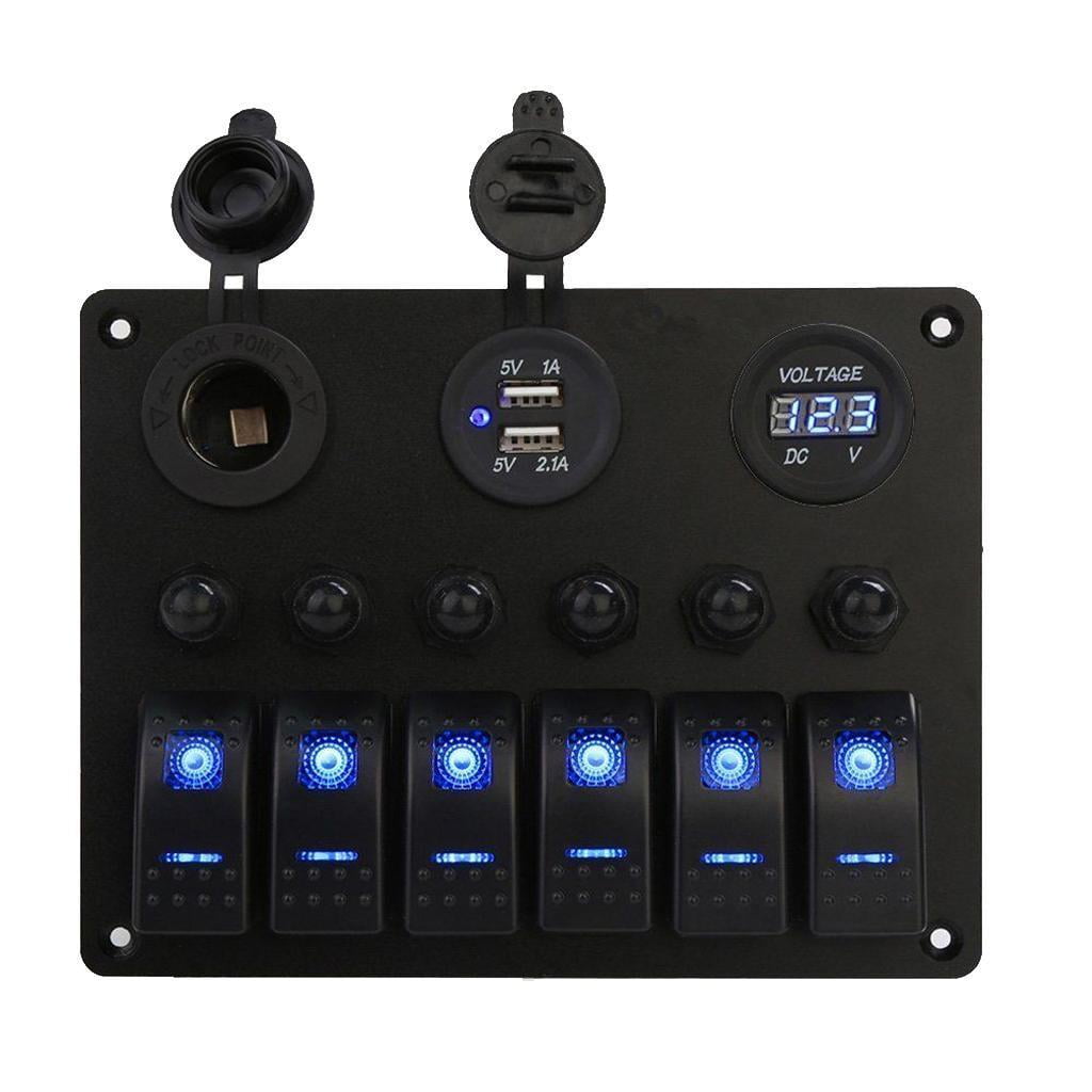 Wzmzjy 6 Gang Rocker Switch Panel For RV Marine Car Vehicles Truck Boat, 12-24V Digital