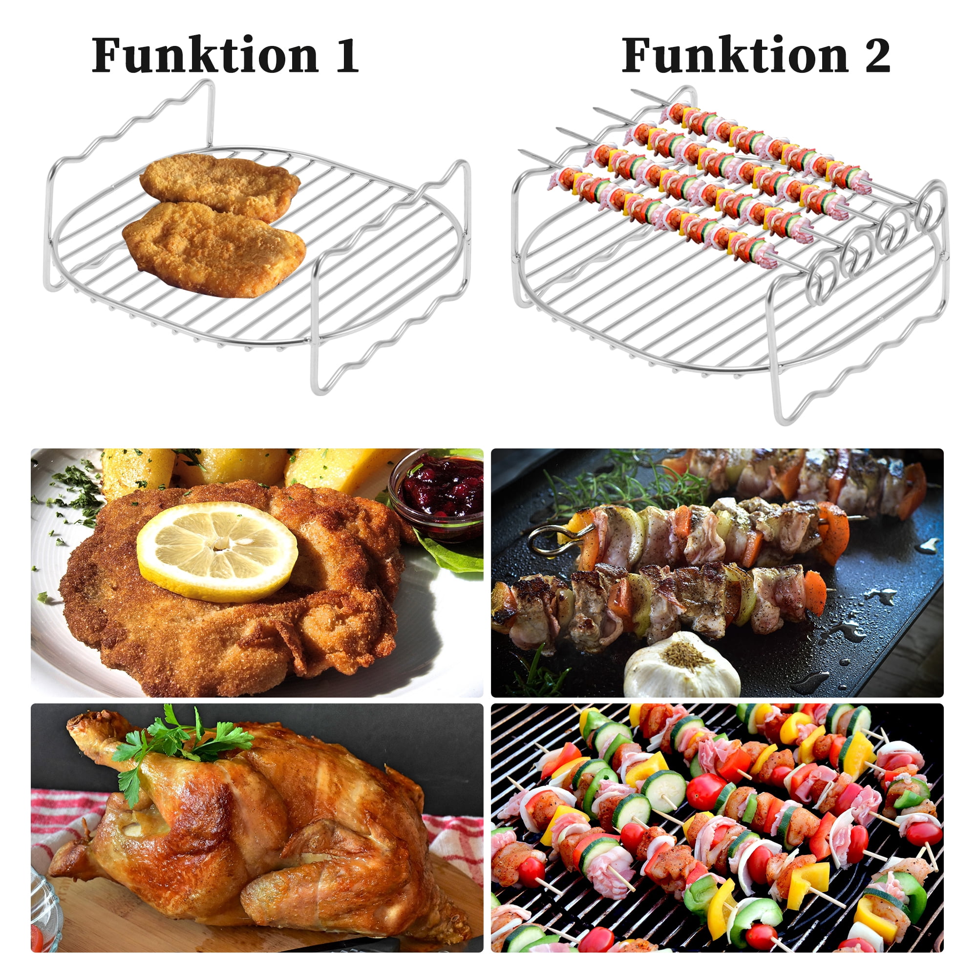 Unique Bargains Air Fryer Double Layer Rack 8 Inch Square Stainless Steel Rack
